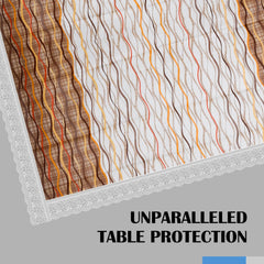 Kuber Industries Lining Design Print Dining Table Cover 6 Seater|Exclusive Table Cloth|Table Sheet for dining, Party, Events|Waterproof Table Protector|Indoor and Outdoor Use 90x60 (Beige)