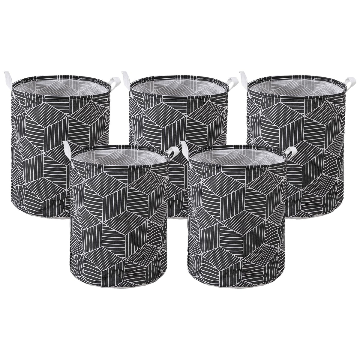 Kuber Industries Laundry Basket For Clothes|Foldable Laundry Hamper|Basket For Toys, Dirty clothes, Storage "45 LTR"-Pack of 5 (Black)