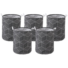 Kuber Industries Laundry Basket For Clothes|Foldable Laundry Hamper|Basket For Toys, Dirty clothes, Storage "45 LTR"-Pack of 5 (Black)