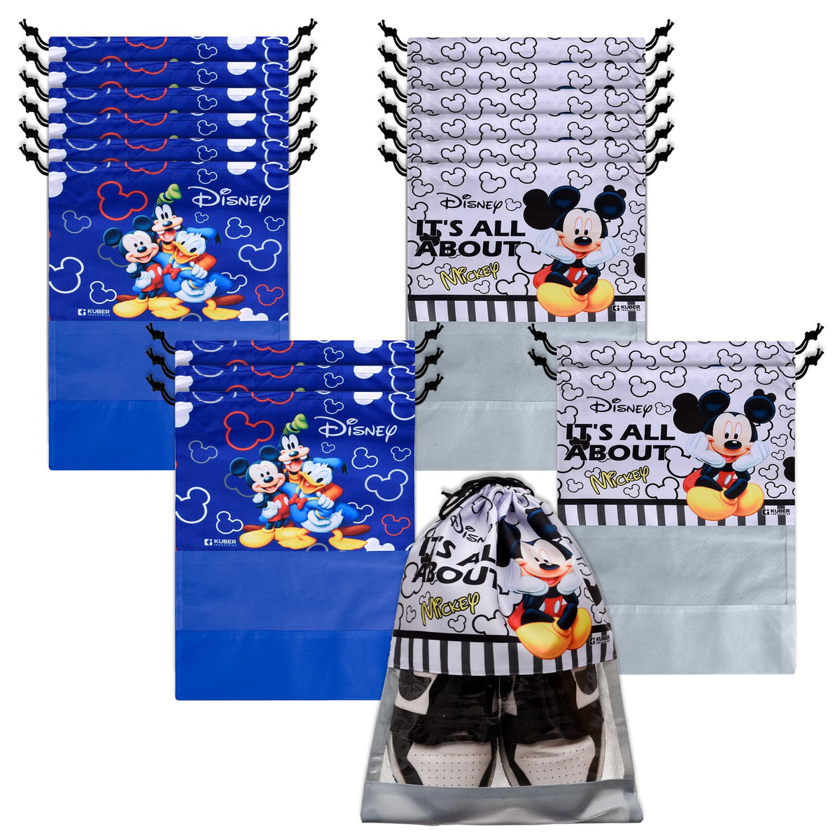 Heart Home Shoe Cover | Travel Shoe Storage Bags | Polyester Storage Bag | Drawstring Shoe Cover | Shoe Organizer with Clear window | Pack of 18 | Multi