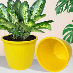 Kuber Industries Flower Pot | Flower Pots for Indoor & Outdoor | Plastic Pot for Gardening | Planter for Flower | Balcony Flower Pot with Drain Holes | Duro Flower Pot | 8 Inch | Pack of 6 | Multi