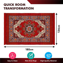 Heart Home Carpet|Velvet Carpet-Rug for Home Décor|Carpet Rug for Bedroom|Carpet for Living Room|Prayer-Yoga Mat|Carpet for Hall|4x6 Ft|Red