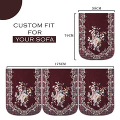Heart Home Sofa Cover|Sofa Slipcover Set|Sofa Cover for Living Room|Sofa Slip Cover for Hall|5-Seater Sofa Cover for Home Decor|Sofa Cover Set|Check Border Digital Print|10 Piece|Maroon