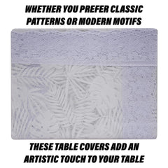 Heart Home Table Cover | PVC Dining Table Cover | Table Cloth | Center Table Cover | Table Cover for Kitchen Table | Self Leaf Table Cover for Hall Décor | 48x60 Inch | White