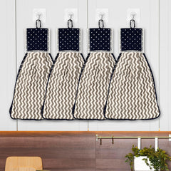 Kuber Industries Napkin | Washbasin Hanging Napkin | Kitchen Towel with Ties | Napkin for Kitchen | Zig Zag Napkin for Bathroom | Hand Towel for Kitchen | Pack of 4 | Gray