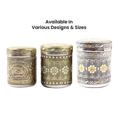 Heart Home Pack of 3 Ambrose Crafted Stainless Steel Containers for Kitchen with Lid | Multipurpose Steel Dabba/Storage Canister for Kitchen Organizer | 1600ml, 1200ml, 800ml | Gold