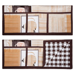 Heart Home Fridge Top Cover | Fridge Top Cover with Pockets | Refrigerator Cover for Kitchen | Reversable Fridge Top Cover with 6 Utility Pockets | Kettle-Design Fridge Cover | Brown