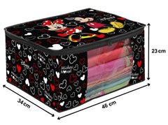 Kuber Industries Disney Mickey Print 12 Piece Non Woven Fabric Saree Cover Set with Transparent Window, Extra Large (Black) -HS_35_KUBMARTS18138