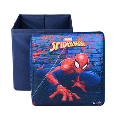 Heart Home Marvel Spider-Man Storage Sitting Stool | Foldable Storage Box | Storage Sitting Stool for Kids Room | Stool For Living Room | Storage Stool Box For Toys | Blue