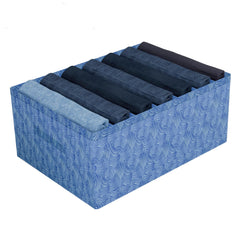 Heart Home Trouser Box | Wardrobe Organizer | Clothes Organizer | Storage Box for Pants-Shirt-Sweaters-Bra Panty-Socks | 7-Grid Closet Organizer | Zig-Zag | Medium | Blue