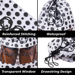 Heart Home Shoe Cover | Travel Shoe Storage Bags | Non-Woven Storage Bags | Shoe Cover with Drawstring | Shoe Organizer with Clear window | Black Dot-Design | Pack of 12 | White