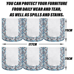 Heart Home Sofa Cover | 3 Seater Sofa Slip Cover Set | Blue Digital Leaf Sofa Cover | Velvet Couch Cover | Sofa Slipcover Set | Sofa Cover for Living Room | Gray