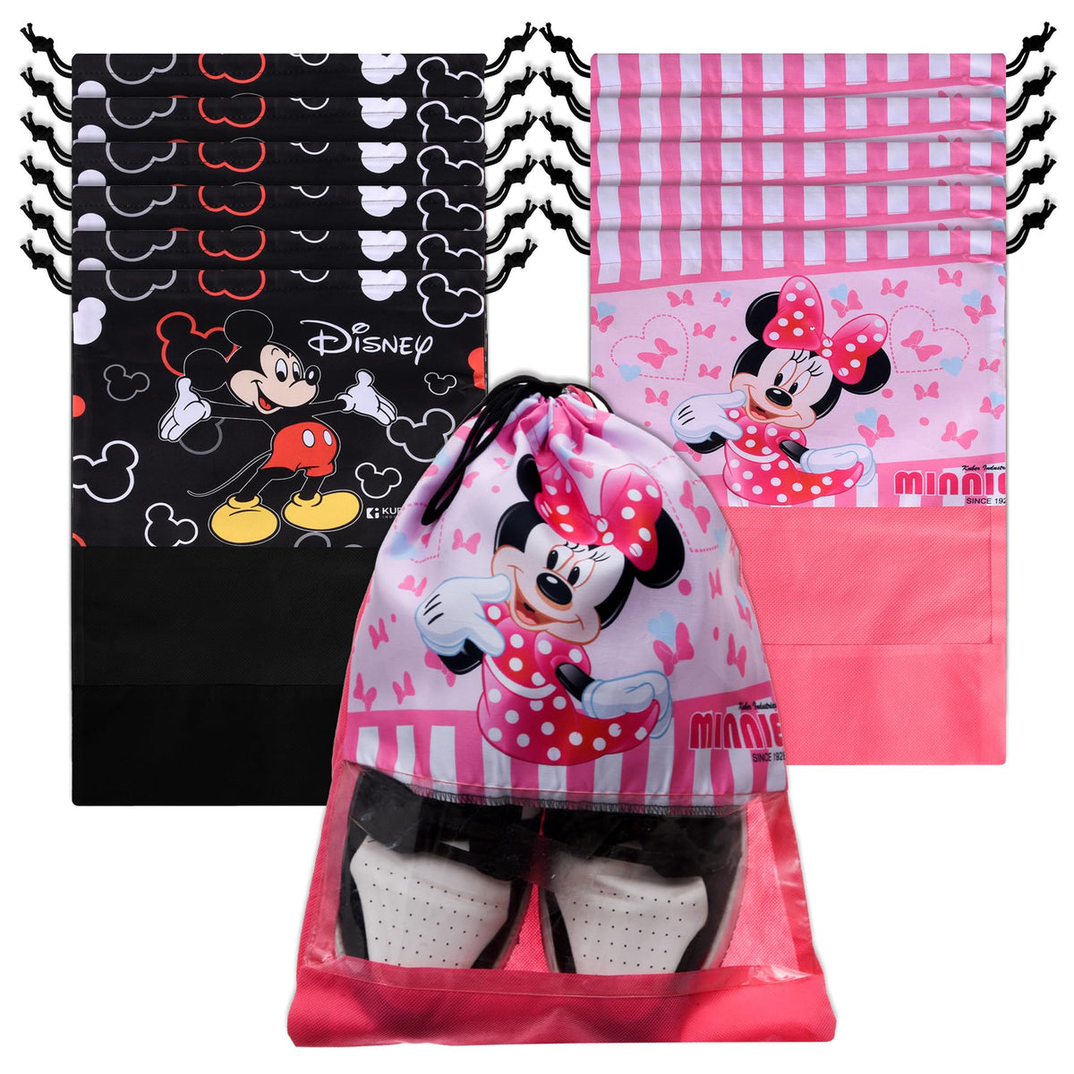 Heart Home Shoe Cover | Travel Shoe Storage Bags | Polyester Storage Bag | Drawstring Shoe Cover | Shoe Organizer with Clear window | Pack of 12 | Multi