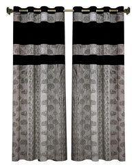 Kuber Industries Forest Printed Home D cor Door Curtain with 8 Eyelet, 7 ft- Pack of 2 (Black & Grey)-Hs43Kubmart25612(Polyester_Black)