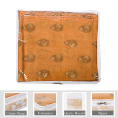 Heart Home Saree Storage Bag | Waterproof Saree Bag | Wardrobe Storage Bag | Top Visible Window Saree Bag | Cloth Organizer | Flower Quilted Storage Bag | 3 Inch | Pack of 2 | Golden