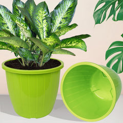 Kuber Industries Flower Pot | Flower Pots for Indoor & Outdoor | Plastic Pot for Gardening | Planter for Flower | Balcony Flower Pot with Drain Holes | Duro Flower Pot | 8 Inch | Pack of 6 | Multi