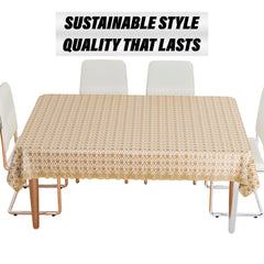 Heart Home Table Cover | Polyvinyl Dining Table Cloth Cover | Center Table Cover | Table Cover for Kitchen Table | Embossed Flower Table Cover for Hall Décor | 54x84 Inch | Golden