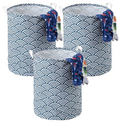 Kuber Industries Laundry Basket For Clothes|Foldable Laundry Hamper|Basket For Toys, Dirty clothes, Storage "45 LTR"-Pack of 3 (Blue)