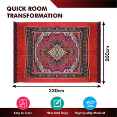 Kuber Industries Carpet | Velvet Carpet-Rug for Home Décor | Carpet Rug for Bedroom | Printed Carpet for Living Room | Prayer-Yoga Mat | Carpet for Hall | 6.5x7.5 Ft | Red