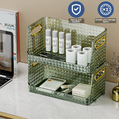 Kuber Industries Pack of 6 Multipurpose Jewellery and Cosmetic Storage Container| Makeup Perfume Organiser | Dressing Table organiser tray | Skincare Storage Box | YM.6585D | Dark Green
