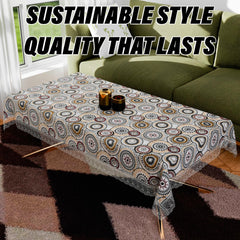 Heart Home Table Cover | PVC Dining Table Cover | Table Cloth | Center Table Cover | Table Cover for Kitchen Table | Rangoli Table Cover for Hall Décor | 48x60 Inch | White