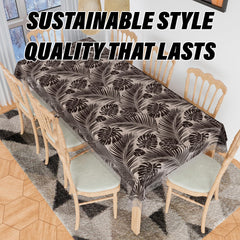 Heart Home Dining Table Cover | PVC Table Cloth Cover | 8 Seater Table Cloth | 3D Leaf Table Cover | Table Protector | Table Cover for Dining Table | 60x108 Inch | DTC | Brown