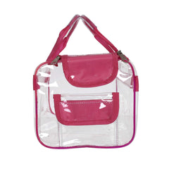 Kuber Industries Large Size 2 Crystal Clear Plastic Cosmetic Bags Travel PVC Vinyl Toiletry Bag, Zipper Large Transparent Waterproof Make-Up Case Organizer Bag (Pink)