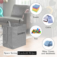 Kuber Industries Laundry Basket | Square Foldable Laundry Basket | Jute Storage Bag with Handles | Clothes Basket for Home | Toy Storage Basket | 40 LTR | Pack of 2 | Multicolor