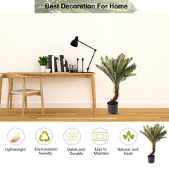 Kuber Industries Sago Cycas Artificial Tree | 80 CM Palm Tree | 24 Leaves Faux Plant for Home Décor | Majesty Palm Plant with Pot | Plastic | FH-ST80 | Green