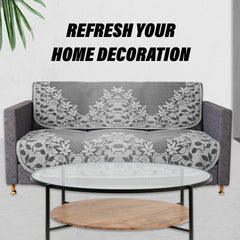 Heart Home Sofa Cover|3-Seater Sofa Cover|Cotton Sofa Slip Cover|Sofa Slipcover Set|Sofa Cover for Living Room|Flower-Long Sheet Sofa Cover|Brown