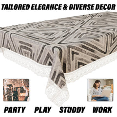 Heart Home Center Table Cover | PVC Table Cloth Cover | 4 Seater Table Cloth | Triangle Table Cover | Table Protector | Table Cover for Center Table | 40x60 Inch | CTC | Gray