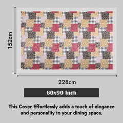 Heart Home Dining Table Cover | PVC Table Cloth Cover | 6-Seater Table Cloth | Table Protector Cover | Table Cover for Dining Table | Barik Flower Table Cover | 60x90 Inch | DTC | Black