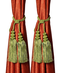 Kuber Industries Polyester 2 Pieces Curtain Tie Back Tassel Set (Green) CTKTC33468