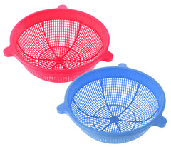 Kuber Industries Baskets for Fruits and Vegetables, Multipurpose and Handy Storage Basket Unbreakable Round Plastic Basket (Pink & Blue)-Pack of 2-KUBMART15175, Standard (KUBMART015175)
