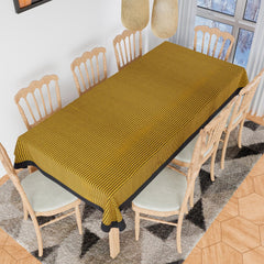 Heart Home Dining Table Cover | Cotton Table Cloth Cover | 8 Seater Table Cloth | Barik Check Table Cover | Table Protector | Table Cover for Dining Table | 60x108 Inch | DTC | Yellow