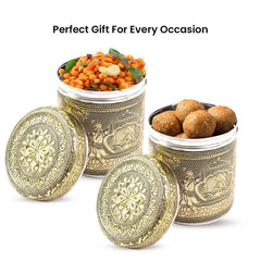 Heart Home 1200ml Ambrose Crafted Stainless Steel Containers for Kitchen with Lid | Aesthetic Multipurpose Storage Canister for Kitchen Organizer | Steel Dabba/Box for home | Gold