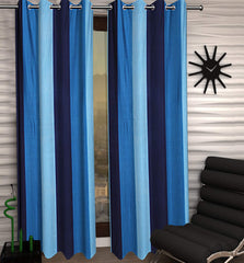Kuber Industries 1 Piece Polyester 7 Feet Eyelet Door Curtain (Blue) -Ctktc13017