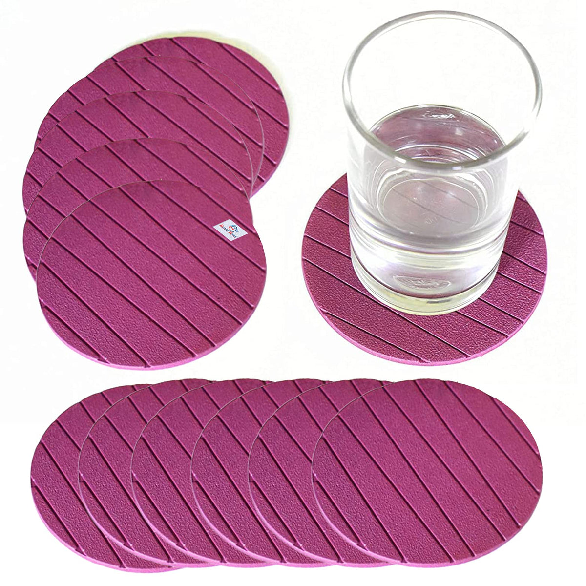 Heart Home Soft EVA Foam Coasters for Home Kitchen, Office Desk, Set of 12 (Purple)-HS_38_HEARTH21360