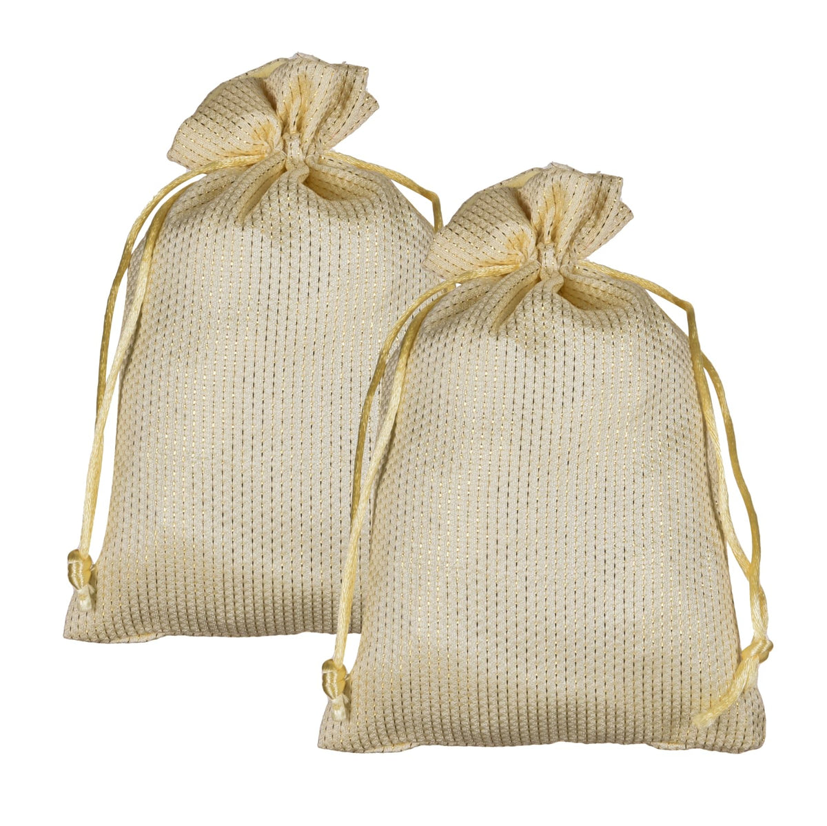 Heart Home Potli|Jari Silk Wedding Potli|Drawstring Closure Potli|Wallet Potli|Christmas Gift Potli|Baby Shower Potli|Traditional Shagun Potli|5x7 Inch|Small|Pack of 4|Cream