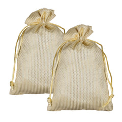 Heart Home Potli|Jari Silk Wedding Potli|Drawstring Closure Potli|Wallet Potli|Christmas Gift Potli|Baby Shower Potli|Traditional Shagun Potli|5x7 Inch|Small|Pack of 4|Cream