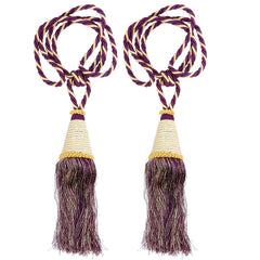 Kuber Industries Beads Beautiful Design Polyester 2 Pieces Curtain Tie Back Tassel Set (Purple) CTKTC33580