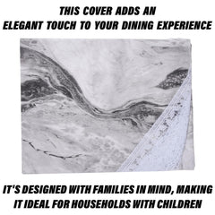 Heart Home Round Table Cover | PVC Table Cloth for Round Tables | 4 Seater Round Table Cloth | Marble Kitchen Dining Tablecloth | Tabletop Cover | 60 Inch | Gray