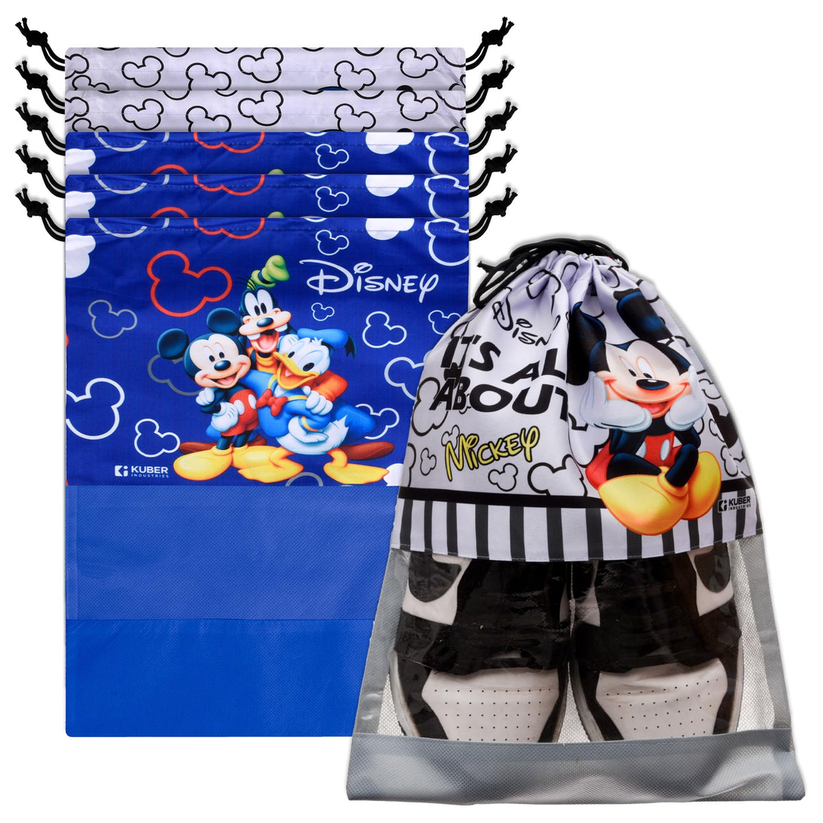 Heart Home Shoe Cover | Travel Shoe Storage Bags | Polyester Storage Bag | Drawstring Shoe Cover | Shoe Organizer with Clear window | Pack of 6 | Multi