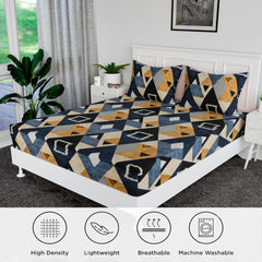 Kuber Industries Double Bedsheet | Premium Cotton Bedsheet with 2 Pillow Covers | Bedsheet for Bedroom | Bedsheet for Double Bed | Zig Zag-Design | 90x108 Inch | Blue & Brown