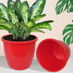 Kuber Industries Flower Pot | Flower Pots for Indoor & Outdoor | Plastic Pot for Gardening | Planter for Flower | Balcony Flower Pot with Drain Holes | Duro Flower Pot | 8 Inch | Pack of 6 | Multi