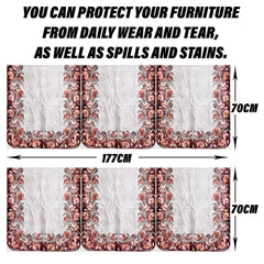 Heart Home Sofa Cover | 3 Seater Sofa Slip Cover Set | Brown Flower Sofa Cover | Velvet Couch Cover | Sofa Slipcover Set | Sofa Cover for Living Room | Cream