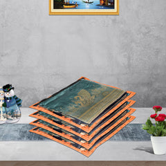 Heart Home Saree Cover | Clothes Storage Bag | Single Packing Saree with Zip Closure | Wardrobe Organizer | Cloth Stoarge Organizer | Dot Design | Pack of 24 | Orange