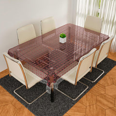 Heart Home Dining Table Cover | PVC Table Cloth Cover | 6 Seater Table Cloth | Self Star Table Cover | Table Protector | Table Cover for Dining Table | 60x90 Inch | DTC | Brown