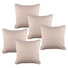 Heart Home Cushion Cover | Sofa Cushion Covers | Square Cushion Covers | Jute Cushion Covers | Couch Cushion Covers | Set of 5 | 16 Inch | Cream
