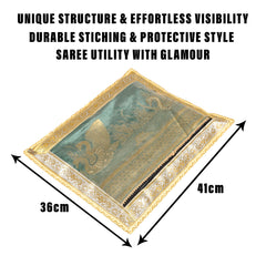 Heart Home Saree Cover | Clothes Storage Bag | Single Packing Saree with Zip Closure | Wardrobe Organizer | Cloth Stoarge Organizer | 4 Side Lace Saree Cover | Pack of 9 | Golden